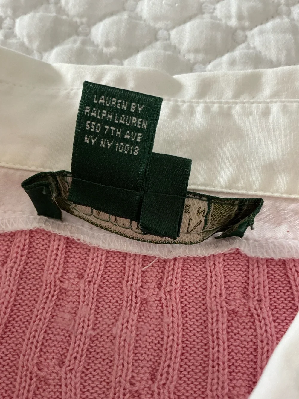 Lauren Ralph Lauren Pink Silk Blend Cable-Knit Sweater with White Collar 2X